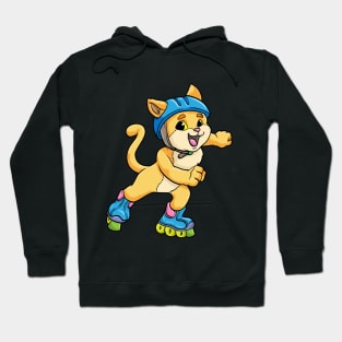 Cute cat at the inline skating Hoodie